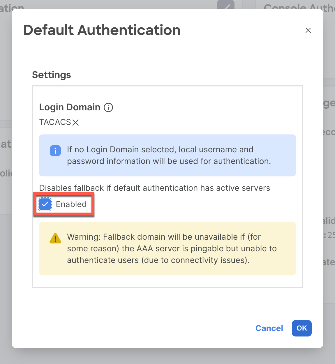 Change fallback domain setting